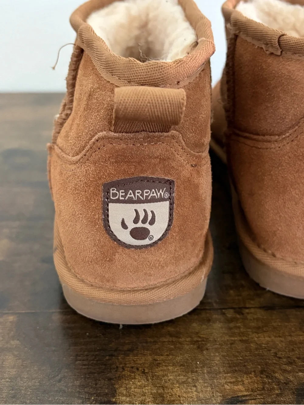 BearPaw Women's Tan Shearling-Lined Ankle Boots in Chestnut Brown